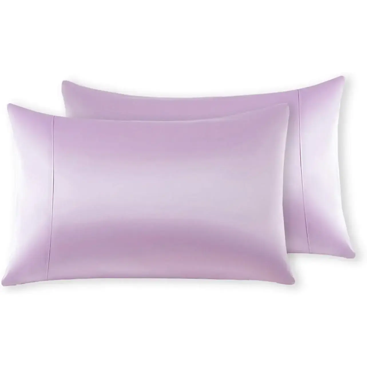 Silky Silk Pillowcase Set of 2 - Solid Purple Standard Size, Ultra-Soft for Hair and Skin, Luxury Home Bedding for Enhanced Sleep
