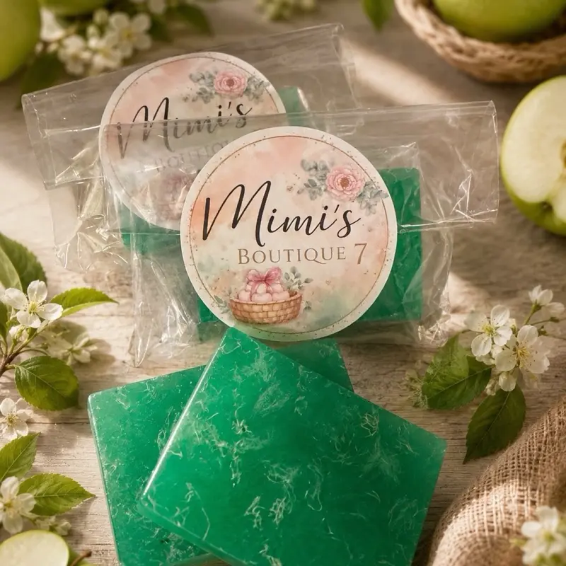 Apple Loofah Glycerin Soap, Handmade Moisturizing Exfoliating Soap, 2 Pack