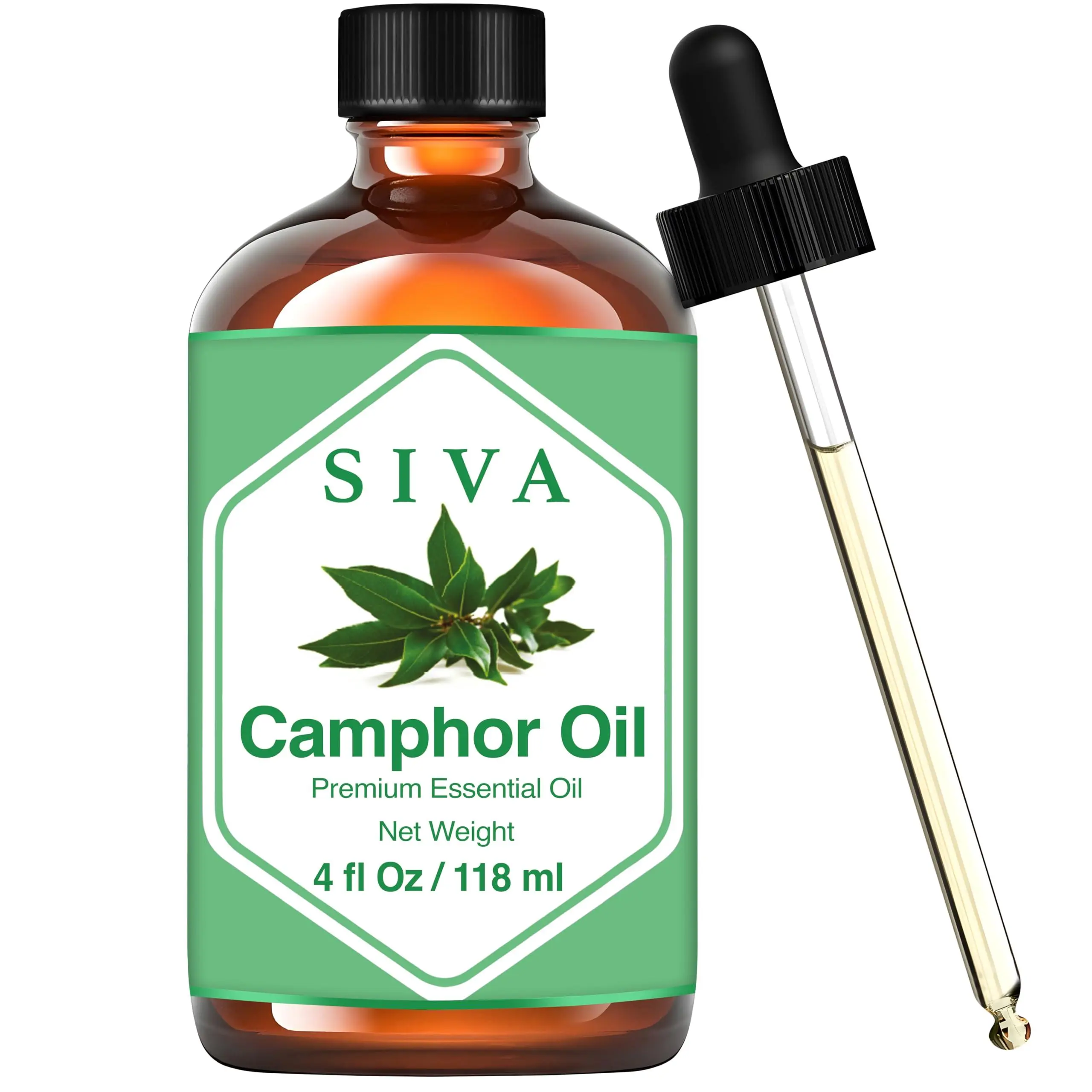 Pure Natural Camphor Essential Oil - 4 Fl Oz Liquid Bottle with Dropper Dispenser, Cosmetic Grade for Aromatherapy, Wellness, Therapeutic Use, Face & Hair, Hair Oiling Routine, Body Care Formulations, Body Oils, Healthcare