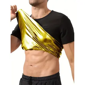 Men’s Sauna Sweat Vest Compression Workout Shirt for Gym Training Quick-Dry Sweat-Absorbing Fitness Top with Waistline Design Lightweight Sportswear for Exercise & Daily Wear