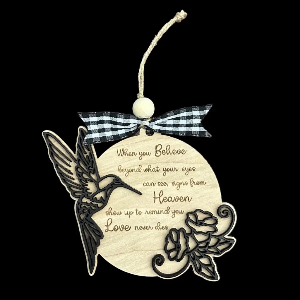 Wooden hummingbird remembrance ornament Hanging Decor Decoration Gift Christmas Tree Hangable