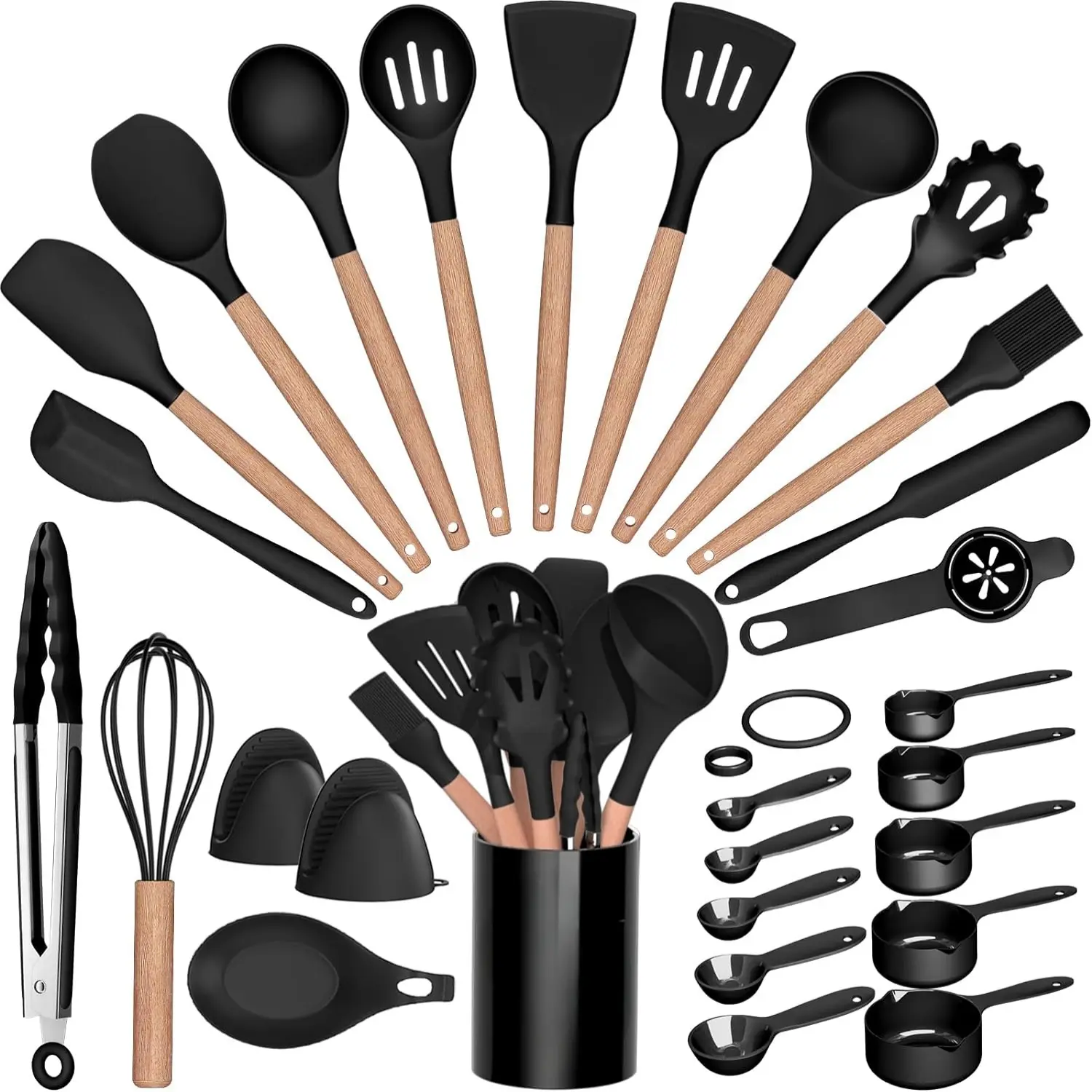 Kitchen Utensils Set- 28PCS Silicone Cooking Utensils With Holder, Heat Resistant Kitchen Utensil Spatula Set For