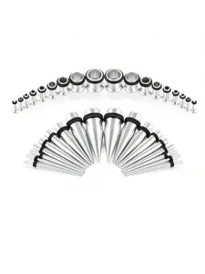 36 Pcs Ear Gauges Stretching Kit, Tapers Plugs Eyelets, Ear Gauge Tunnels, Implant Grade Steel, Stainless Steel/Acrylic Earrings, Body Jewelry Set, Piercing Taper Tool