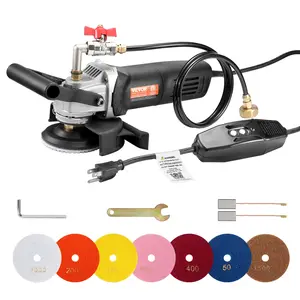 VEVOR Wet Polisher 800W,  4" Concrete Grinder with 6 Variable Speed and 7 Polishing Kits, Wet Grinder Machine for Marble, Granite, Stone, Rock, Tile, Equipped with a GFCI Switch, (1000 - 4000 RPM)