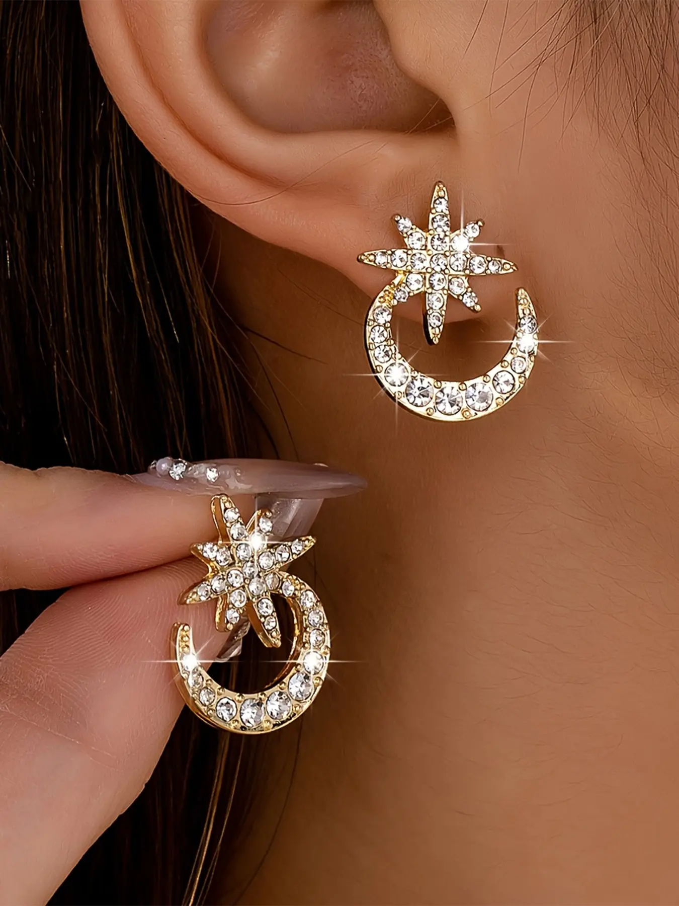 Trendy Fashion Artificial Crystal Women's Fashion Jewelry Earrings Suitable for Daily Wear Holiday Gifts, Boho Style Alloy Material, All Seasons, Shining Earrings