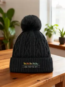 2026 new unisexUnisex Pom-pom beanie Four Horses Running Track Print Breathable Lightweight Perfect for Sports Casual Wear Trendy Adjustable Dad Hat for Men Women