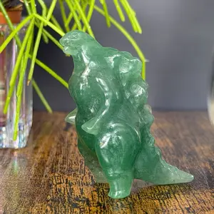 Green Aventurine Godzilla-Inspired Crystal Carving