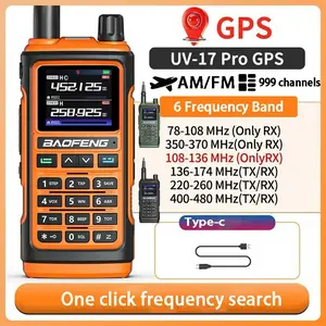 BF UV-17Pro UHF/VHF dual band walkie talkie equipped with GPS positioning and USB-C portable charging 999 storage channels, long-distance communication radio equipment suitable for outdoor exploration, outdoor camping, high-quality communication equipment