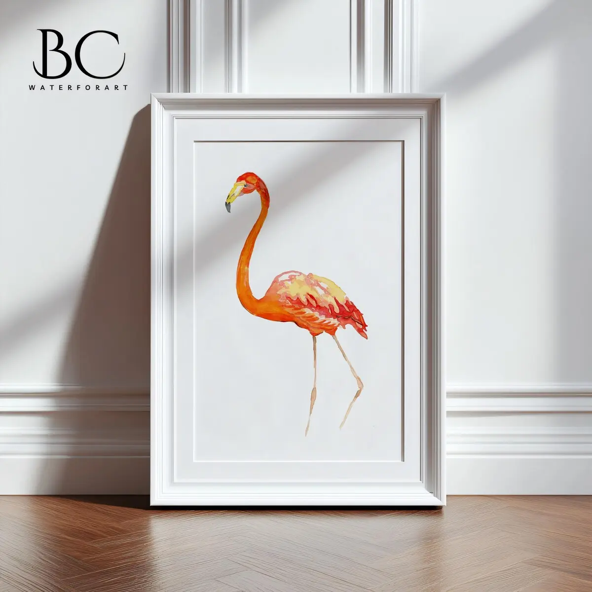 Flamingo Wall Art, Watercolor Print, Beach & Lake House Room Decor, Girls Nursery, Unframed