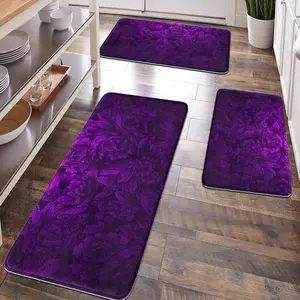1pc, Absorbent mat, home decoration, bathroom floor mats, bathroom anti-skid mats, kitchen floor mats, purple Flower floral pattern floor mats, Bohemian theme floor mats, soft and comfortable surfaces, and fatigue relief