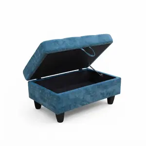 Blue Flannel Storage Bin with Hidden Built-In Compartment, Stylish Home Organizer for Living Room, Bedroom Home Supplies Accent