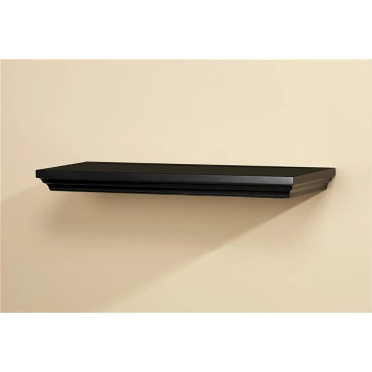 Black Wooden Straight Floating Shelf - 36 in Wall-Mount Hidden Brackets Shelf, Strong Home Decor Storage Unit for Traditional Homes, Complements Crown & Cove Moldings, Floating Shelves
