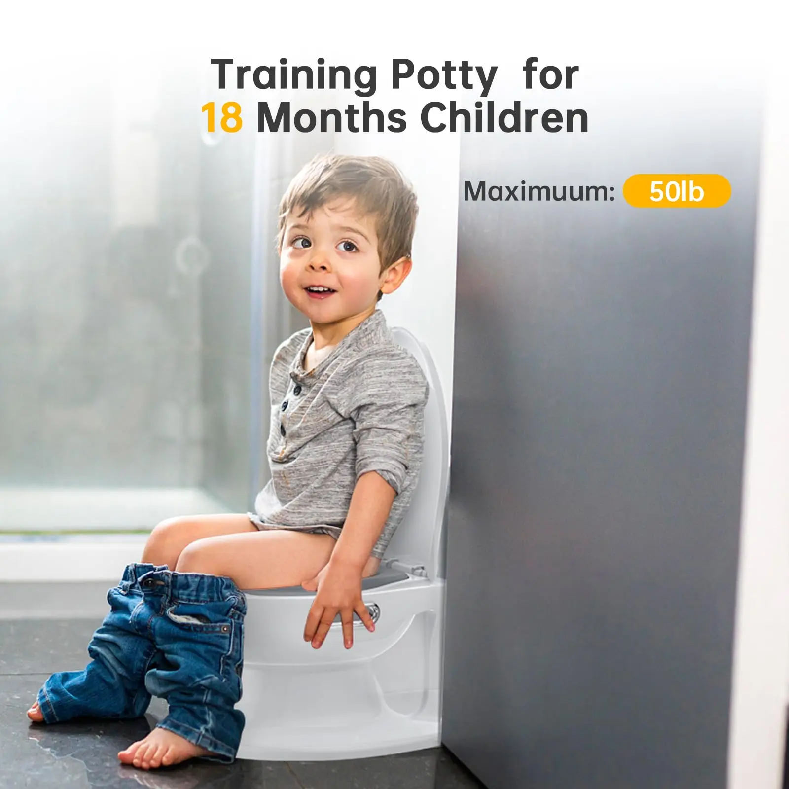 GARVEE Unisex Training Toilet, Realistic-Style Potty Trainer for Toddlers with Soft Seat, Splash Guard, and Non-Slip Base, Potty Trainer Toddler, Bedroom, Living Room, Plastic, Compact, Removable Bowl, Unisex Use, 0-3 Years, 3.9 Pounds