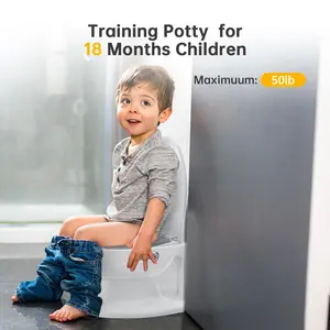 GARVEE Plastic Potty Trainer Toddler Toilet for 0-3 Years - Realistic Flushing Sound, Soft Seat, Removable Pot, Storage Tank, Toilet Paper Holder, Splash Guard, Non-Slip Design, Suitable for Bedroom & Living Room