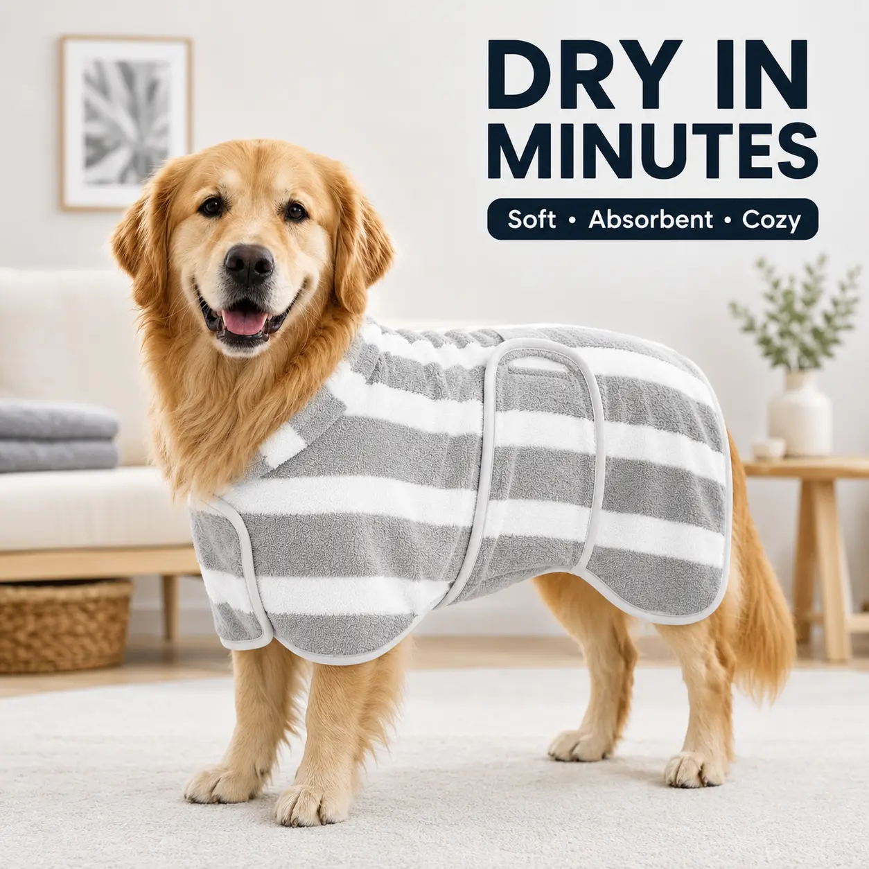 Dog Quick-Dry Bathrobe - Super Absorbent Pet Towel with Quick-Dry Keeps Fur Cozy, Absorbs Water Fast for a Cleaner Home, Indoor/Outdoor Pajama-Style Wear for Wet Dogs After Bath or Rain