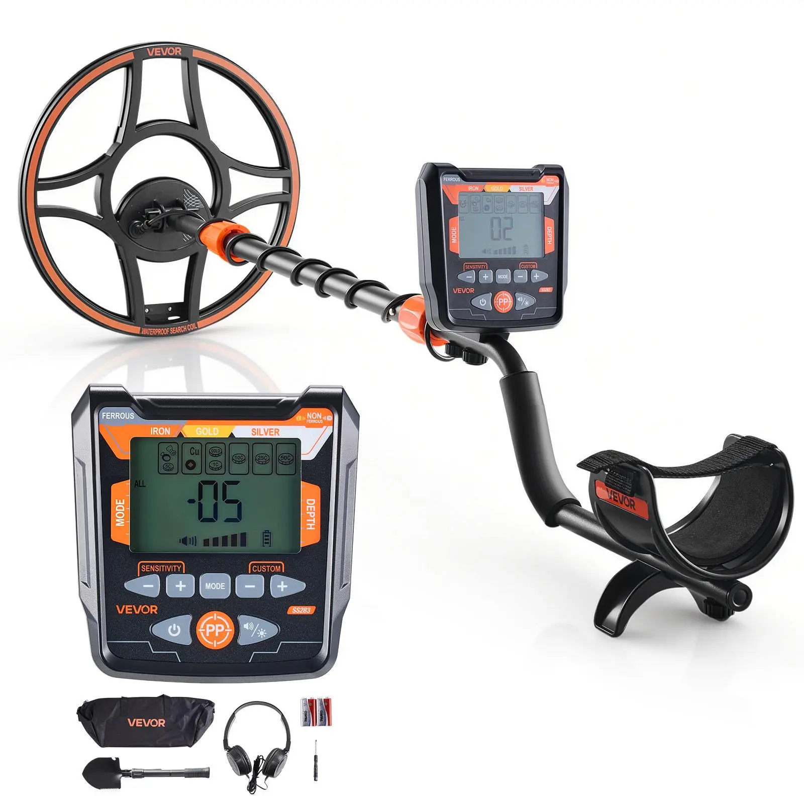 【SummerFinds】VEVOR Metal Detector for Adults, 12", Professional High Accuracy Gold Detector, IP68 Waterproof Search Coil with Display, Headphones, 6 Modes, Adjustable Length, for Detecting Gold Treasure Hunting