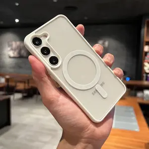 Magnetic Clear Case For Samsung Galaxy S22/S22Plus/S22 Ultra/s23FE/S23 Plus/S23 Ultra/S24/S24 Plus/S24 Ultra S25 Plus/Ultra , Anti-Yellowing Shock proof Transparent Protective Phone Cover With Minimalist Printed Design