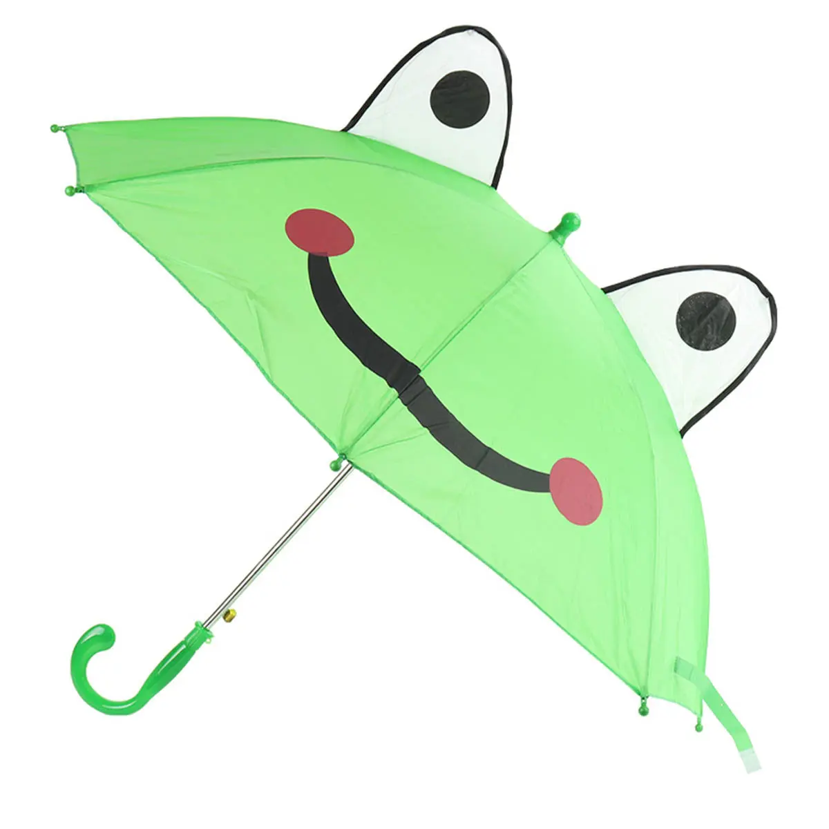 Kids' Frog-Themed Green Plastic Umbrella - Automatic Self-Opening, Lightweight Telescoping, Portable Collapsible Home Supplies Umbrella