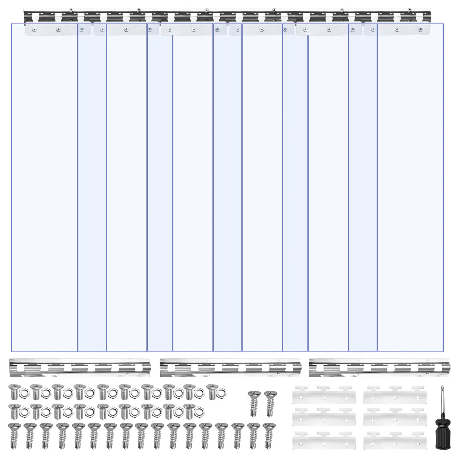 【Summerfinds】VEVOR Clear PVC Strip Curtain,84 in Height x 38 in Width x 0.08 in Thickness6 PCS Walk in Freezer Cooler Curtain StripsThermal Insulating Plastic Door Strips for WarehouseFreezerGarage Doors