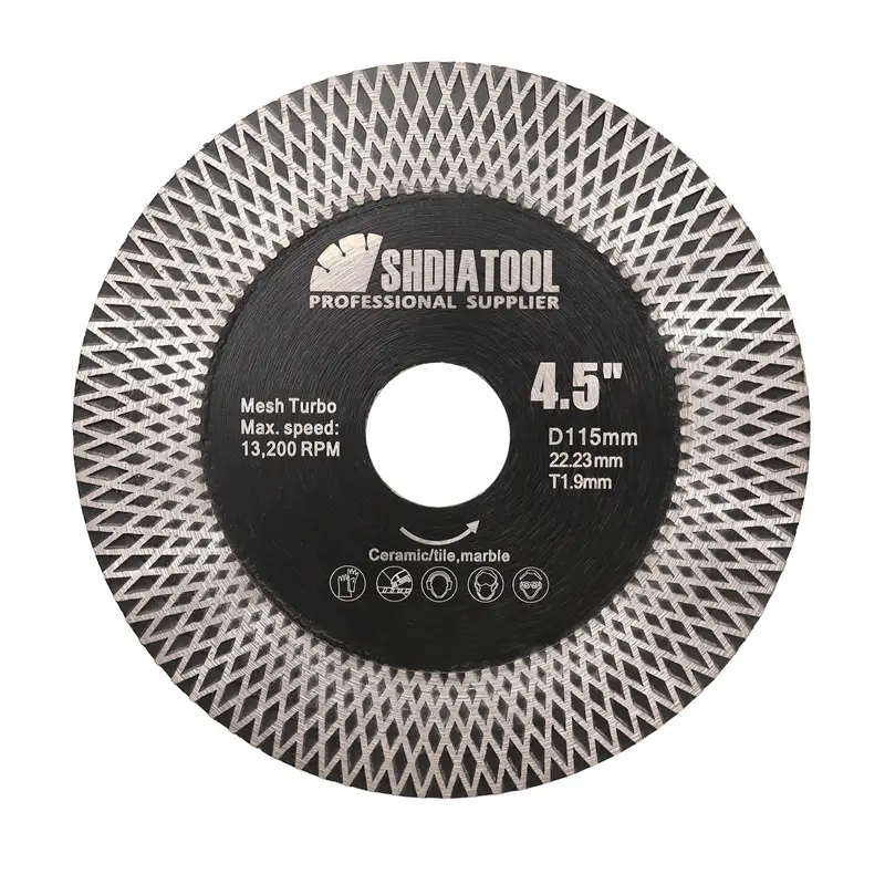 SHDIATOOL 4.5 Inch Double Side X Mesh Diamond Tile Saw Blades for Cutting and Grinding Porcelain Ceramic Marble Artificial Stone with Angle Grinder,7/