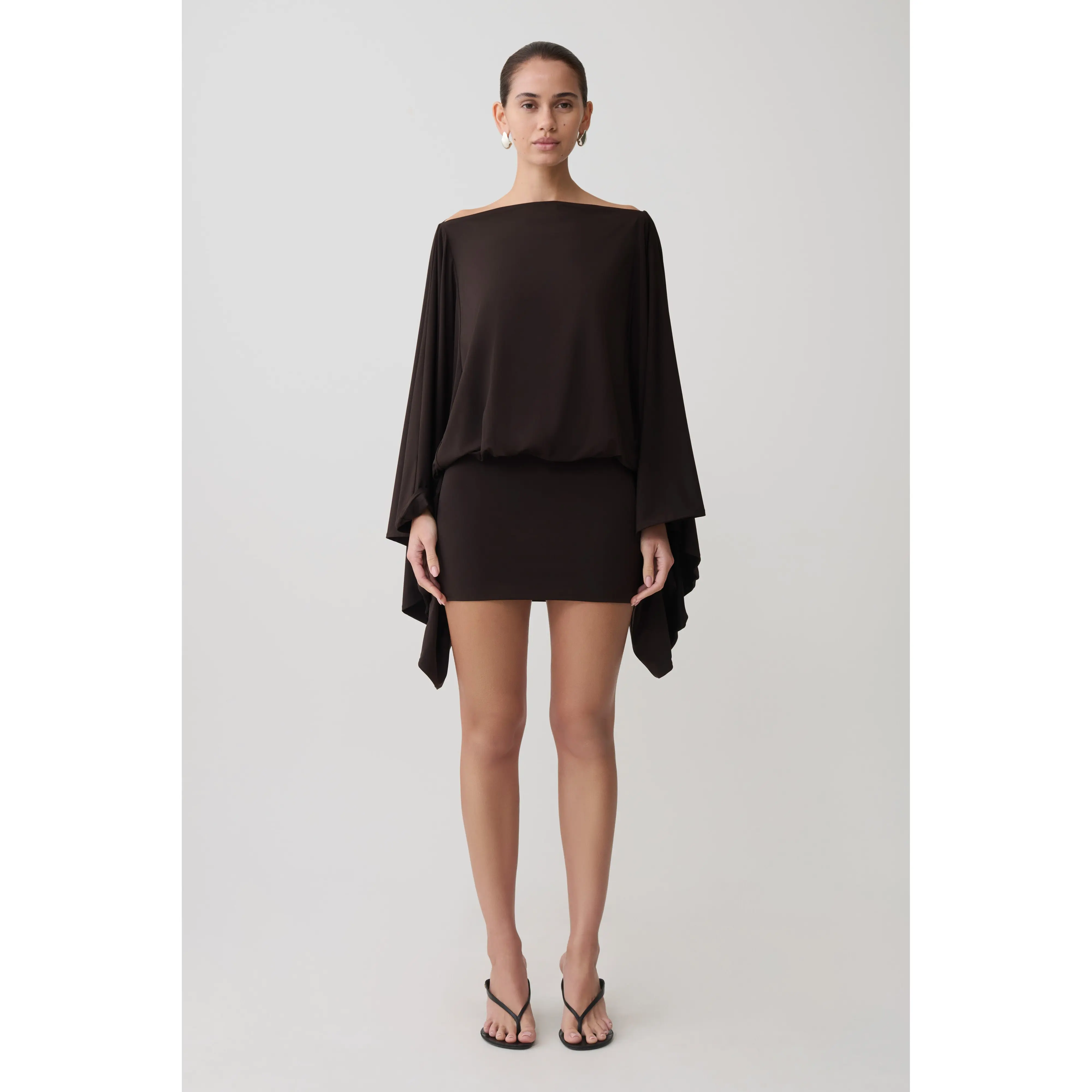 Jessy Draped Mini Dress - Dark Chocolate