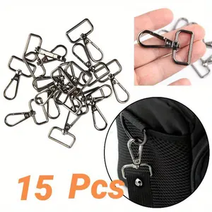 15 pcs D-Ring Rotating Lobster Claw Buckle - Stainless Steel, Suitable for Handbags, Dog Collars, Keychains, Durable Spring Hook, Light Durable Structure