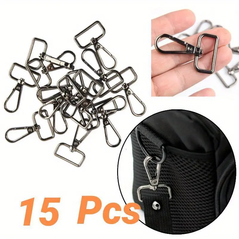 15 Pcs Stainless Steel 360-Degree Swivel Lobster Clasp D-Ring Buckles - Polish Nickel Plated, Anti-Corrosion Sewing Accessories for DIY Crafts, Handbag Strap, Belts for Jeans Skirts, Tote Bags