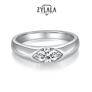 [273] 1 Carat Synthetic Moissanite Ring Classic Marquise Cut Sterling 925 Silver Ring Engagement Wedding Jewelry Anniversary Birthday Gift