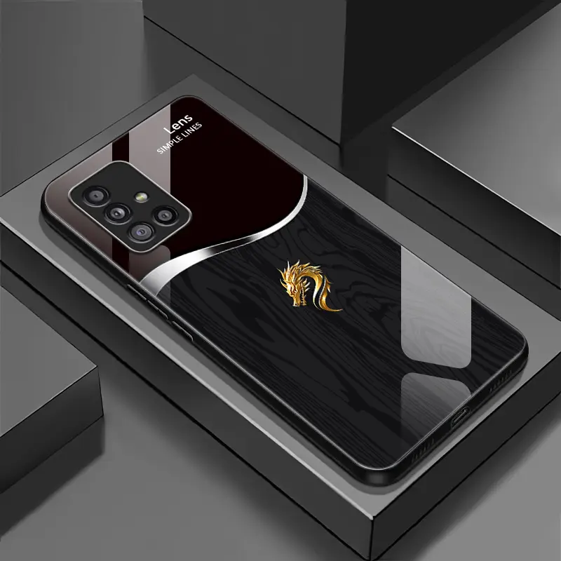 Suitable for [Galaxy A51] Personality simple split dragon pattern creative business high-end anti-drop glass mobile phone case affordable anti-drop anti-fingerprint-888