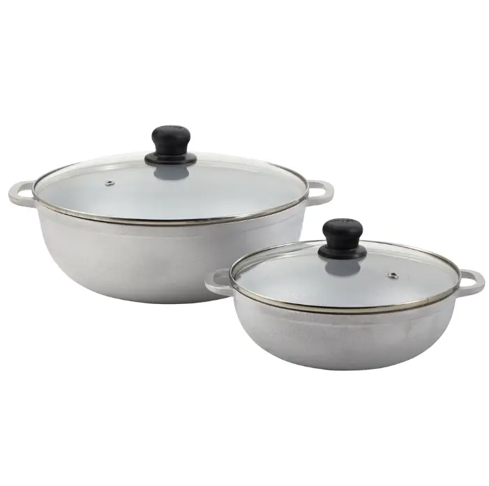 IMUSA 2.5/7.0qt Cast Aluminum Caldero 2pc Set with Glass lid - 22/30cm