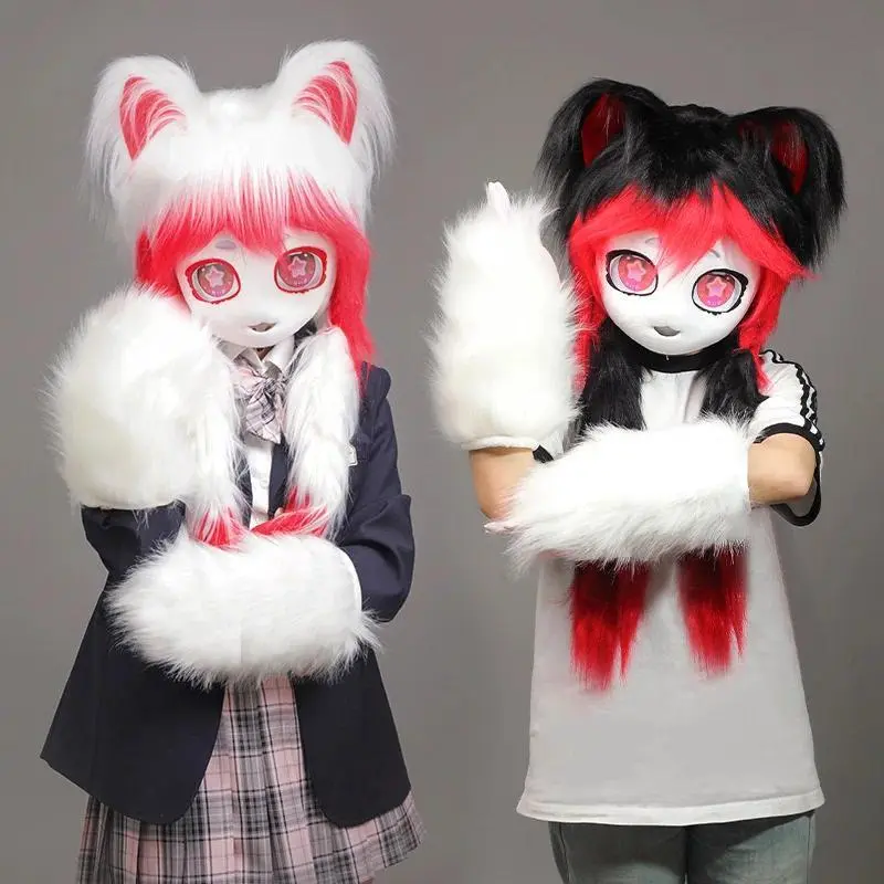 Fursuit Kigurumi Headset Furry Cosplay Costume Head Base Paws Comiket Furries Rubbit Doll Cat Doll Kig Costume Animal