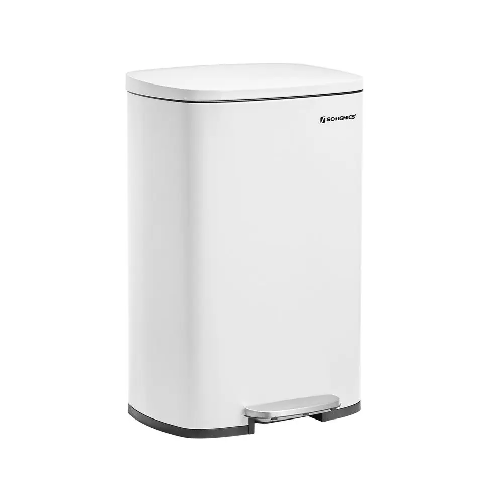 SONGMICS  Trash Can, Stainless Steel Kitchen Garbage Can, Recycling or Waste Bin, Soft Close, Step-On Pedal, Removable Inner Bucket
