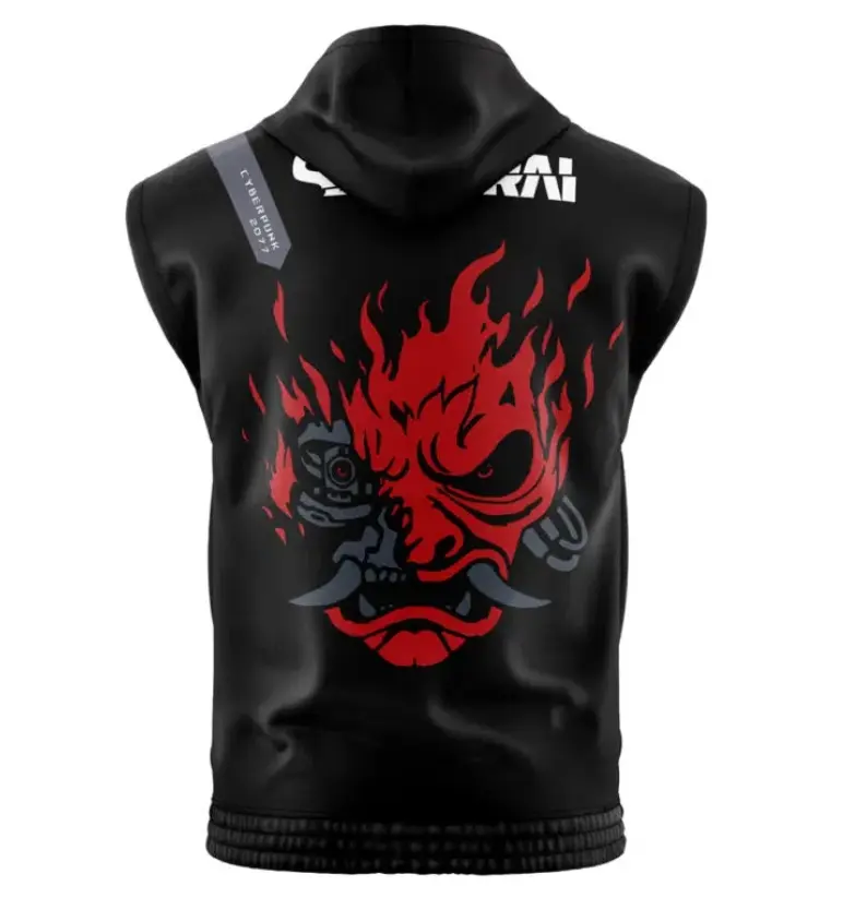 Johnny Silverhand Sleeveless Hoodies, Cyberpunk 2077 Anime Graphic Sleeveless Sweatshirt Hoodies