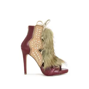 SHAINY-MULTI TIE UP FAUX FUR STILETTO SANDAL