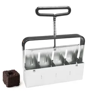Soil Block Maker - 4-Cell Manual Potting Soil Blocker for Sustainable Seed Starting - Heavy-Duty Stainless-Steel Construction - Easy to Use Soil Blocker with Handle & Built-in 0.4" Round Seed Pins