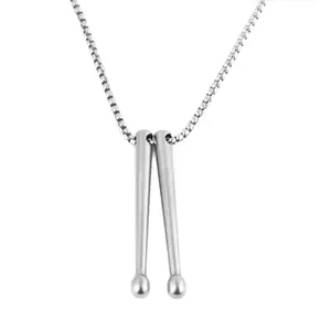 Stylish Drummer Necklace with Drum Stick Pendant Delicate Neck Jewelry Charm