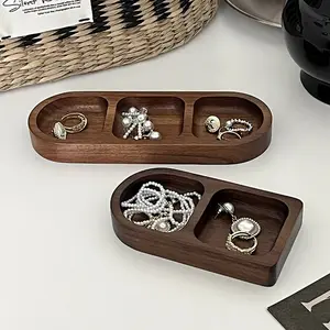 Wooden Jewelry Storage Box, Desktop Organizer Minimizing Clutter for Earrings Studs Rings Necklaces, Multi-Compartment Tray for Home Decor, Wood Material, Jewelry Armoire Organizer, Ring Holder, Rings and Necklaces