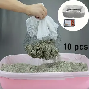 Reusable Cat Litter Filters, 10 Pack, Easy Clean Pet Waste Liners for Litter Tray with Filter Mesh, Durable Pe Material, Odor Control, Ideal for Cats