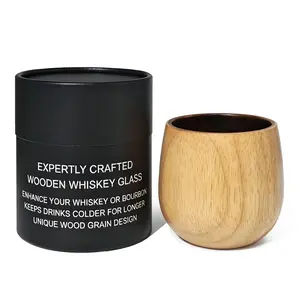Wooden Whiskey & Bourbon Drinking Glass Tumbler Cup, Charred or Uncharred Old Fashioned Glass, Perfect Gift for Men, Traditional Drinkware, Perfect Holiday Gift