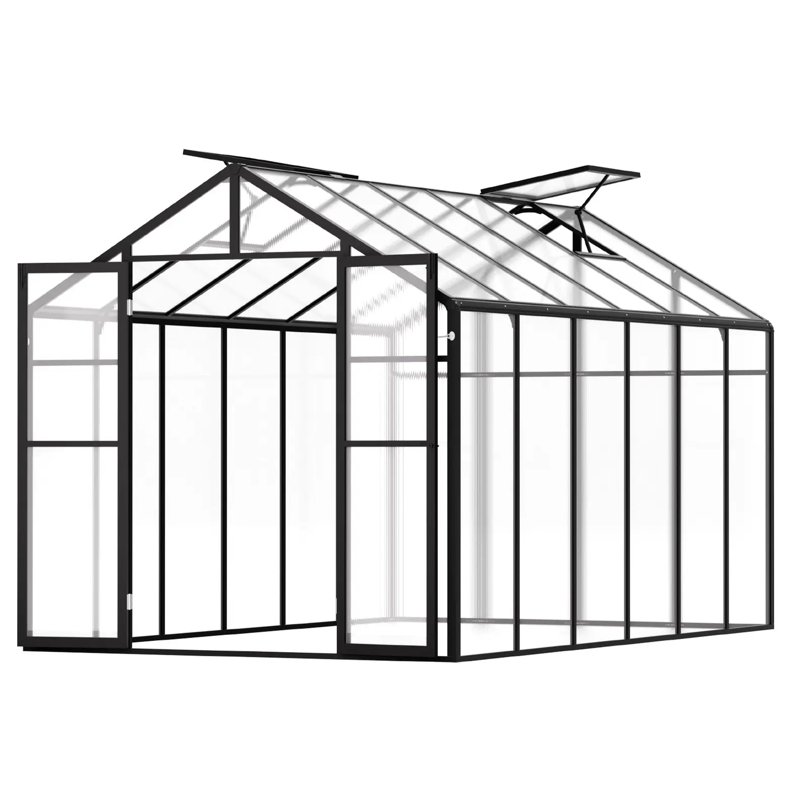 【Summerfinds】VEVOR Polycarbonate Greenhouse, 8 x 12 Ft, Outdoor Greenhouse with 2 Vent Windows, Pavilion Styled Greenhouse with Hinged Door, Aluminum Large Walk-in Greenhouse Kit for Outside Garden Backyard Modern