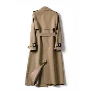 Women's Solid Double Button Belted Trench Coat Elegant Lapel Long Sleeve Outerwear for Fall Winter Daily Wear Jackets Tops Women's Long Sleeve Open Front Blazer Womenswear Fitted Basic Khaki Minimalist Style