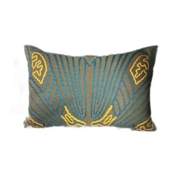 Embroidered Kidney Throw Pillow