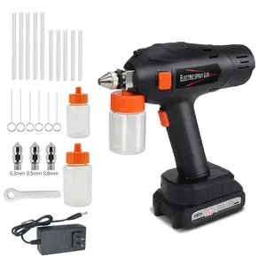 ZHUITU ZT-V30 Mini Electric Spray Gun 21V Cordless Paint Sprayer with 0.3 0.5 0.8mm Nozzles 50ml Capacity LED Lighting Adjustable Flow for Home Auto Furniture DIY Outdoor Painting Power Airbrush Tool Kit Portable furniture cabinet house painting airless s