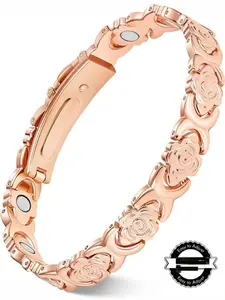Women's rose gold flower bracelet, adjustable brass bangle, elegant jewelry gift. (Income regulator) Stackable Bracelets