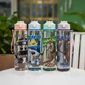 Transparent with Straw, 750ML/26oz Sports Design Leakproof Sports Drinking Aesthetic Water Bottle, Portable & Leak-Proof, Ideal for Running, Cycling, Hiking, Gifts