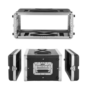 VEVOR 4U Rack Case, 14 in Depth, Server Rack Cabinet Shallow with ABS Construction, Recessed Twist Latches, Detachable Front & Back Cover, Easy Installation, for Amplifier, 11.4 in Internal Depth