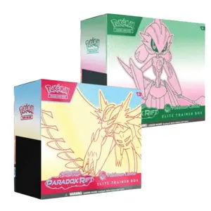 Pokémon Center Exclusive ETB: Paradox Rift Elite Trainer Box Iron Valiant or Roaring Moon 11 Booster Packs 2 Promo Cards 65 Sleeves 45 Energy Cards