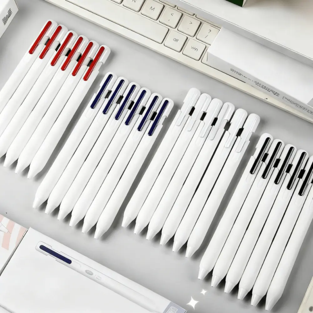 Minimalist Neutral Pens Set for Office Workers, Students - 4 Solid-Color, 5-Style Color Matching Design, Smooth Non-Bleeding, Quick-Drying High-Capacity Ink, Ideal for Writing, Note-Taking