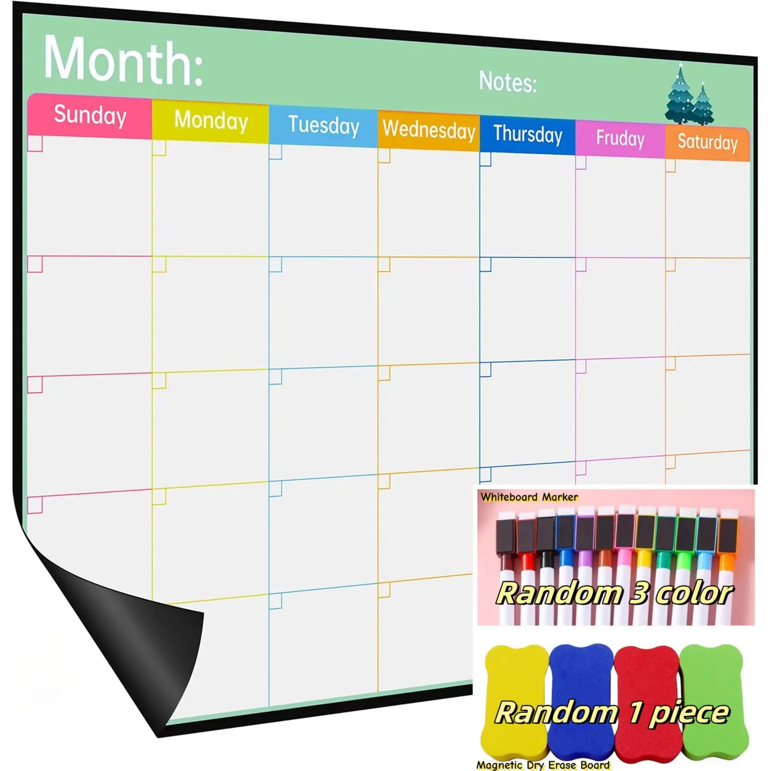 Magnetic Erasable Refrigerator Calendar, Large Whiteboard Calendar, 17x12 Inches, Family Schedule, Monthly Plan, Chores List, Wall Calendar Planner, Visual Schedule Board, Wall Planners