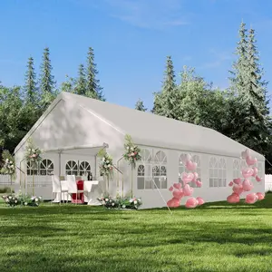 Gaomon 20'x33' White Straight Edge Heavy-Duty Party Tent, Outdoor Gazebo with Removable Sidewall Windows, Event Shelter for Weddings, Carport Use